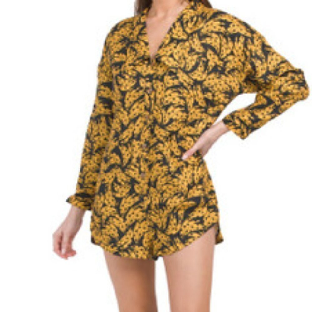 FARM Rio Yellow & Black Floral Print Romper Jumpsuit